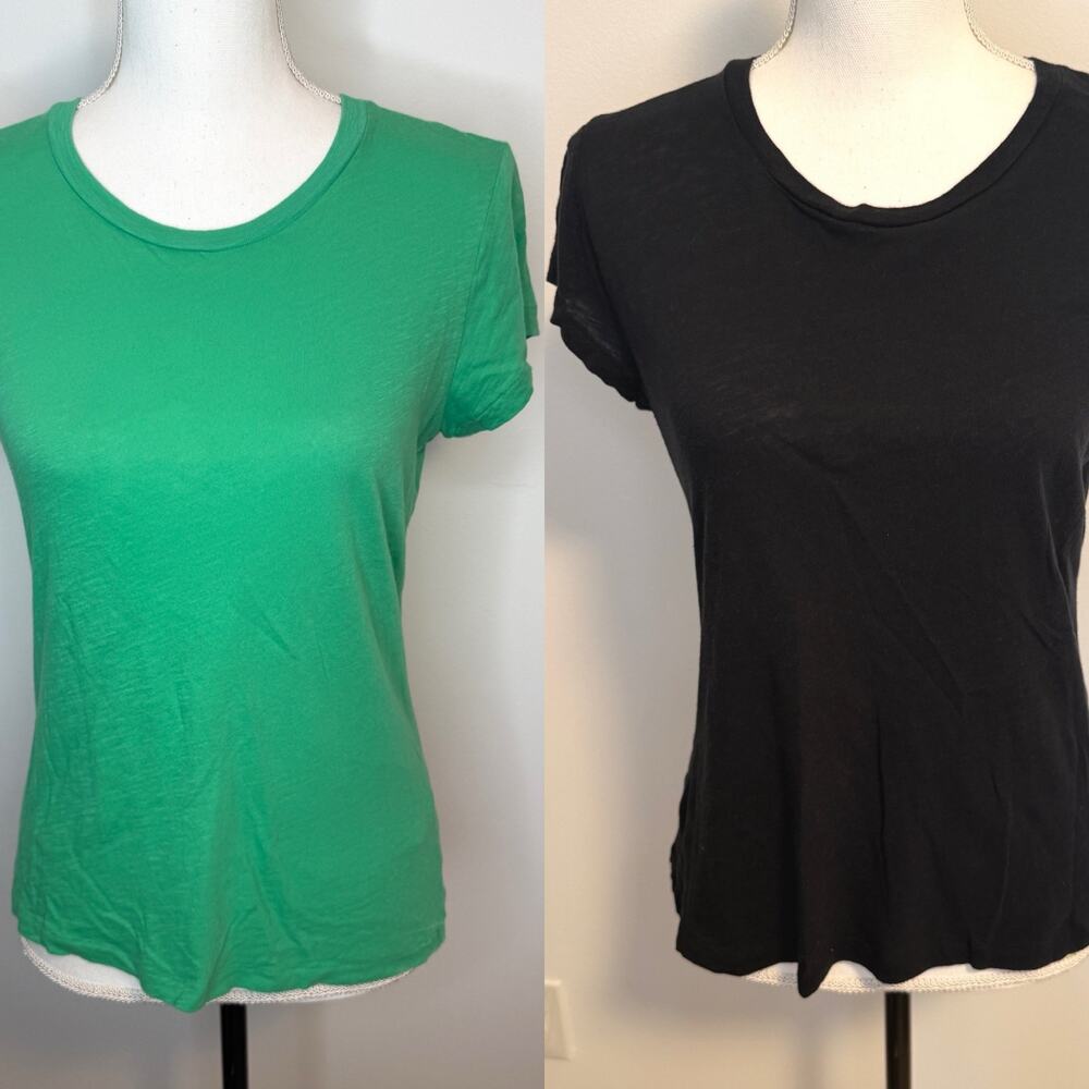 J. Crew Vintage Cotton Baby Tee Crew Neckline T Shirt Bundle Green Black Medium